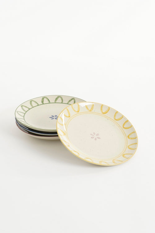 Mica Decorations Clayton Ontbijtbord - Set van 4 - H3 x Ø21 - Steengoed - Groen, Blauw, Geel, Lila - vtwonen shop