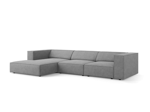 Cosmopolitan Design linker hoekbank Arendal 4-zits, chenille met ribbeleffect, donkergrijs - 166x284x70cm