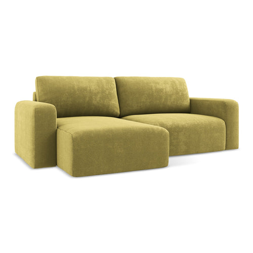 LaMiaSofa hoekbank links Ostia - chenille stof - limoengroen - 244x149x79