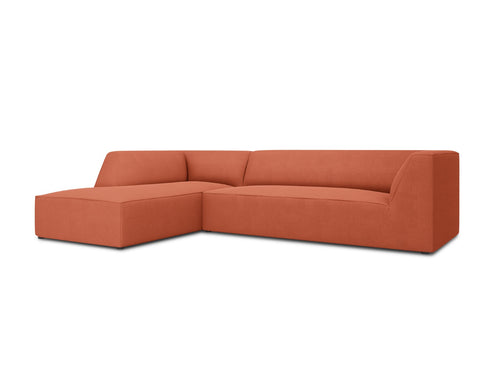 Micadoni linker hoekbank Ruby 4-zits, structurele stof, koraal - 180x273x69cm