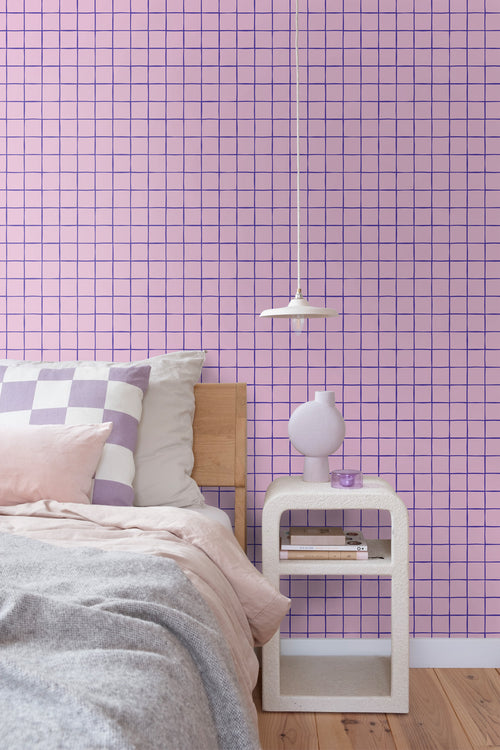 ESTAhome behang geblokt motief paars - 50 x 900 cm - 131593 - vtwonen shop