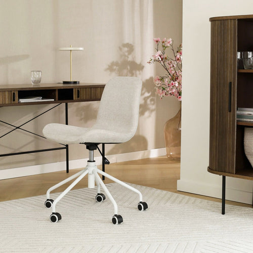 Nolon Nout-Fé Bureaustoel Beige - Stof - Wit Onderstel