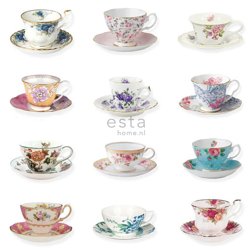 ESTAhome XXL behang kopjes en schoteltjes meerkleurig - 50 x 900 cm - 158111 - vtwonen shop