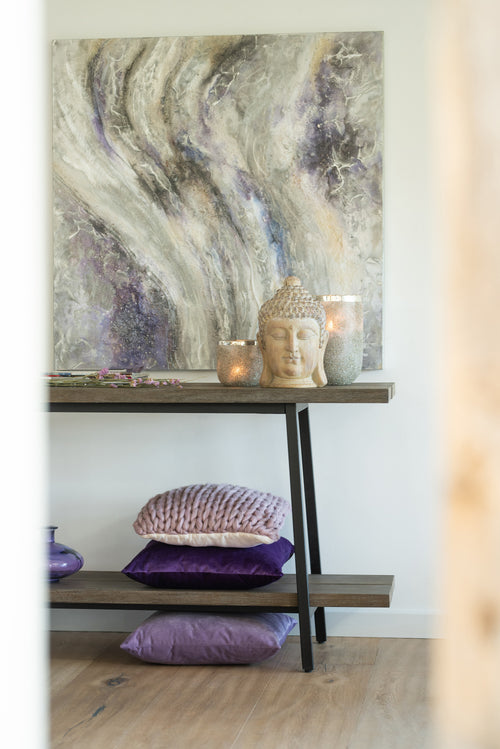 J-Line theelichthouder Frosty - glas - zilver - extra large