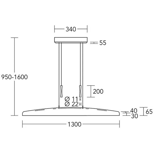 Herzblut hanglamp Arco - 2 lichts - 130  x  160   cm - mat-chroom - vtwonen shop