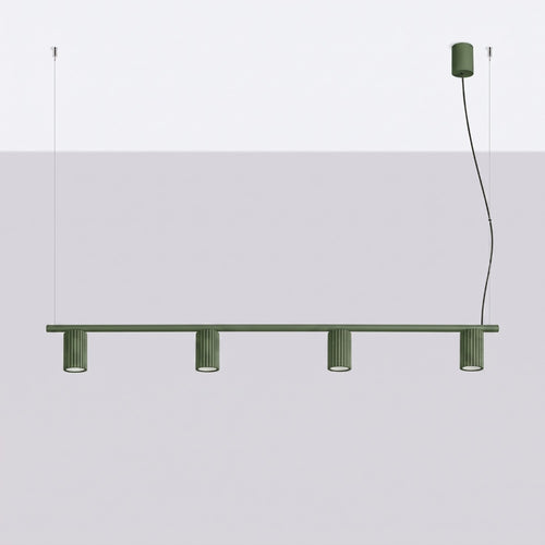 Sollux Lighting Kroonluchter KARBON 4 olijfgroen - 122x6,5x212cm