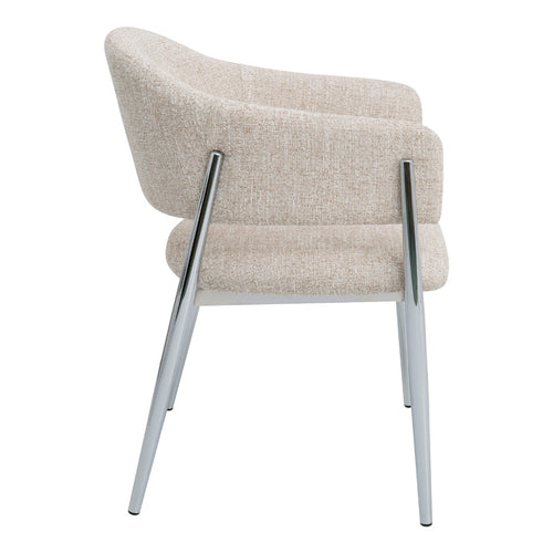 DÉJA Living Eetkamerstoel Dénia - Beige/Chrome Stof - Set van 2 - vtwonen shop