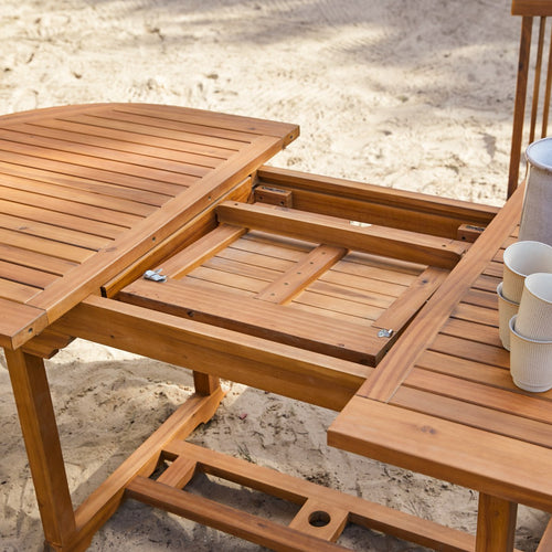 Tikamoon Ovale tuinset in massief acaciahout met 4 stoelen - Bruin