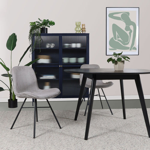 Nolon Noa-Fé Eetkamerstoelen Set van 2 - Rib Warm Grijs - Zwarte Poten