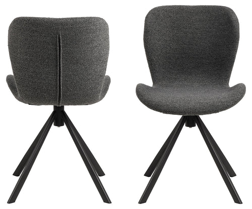 Rebellenclub Eetkamerstoel Pescara - Set van 2 - Antraciet Bouclé met Mat Zwart Frame - vtwonen shop