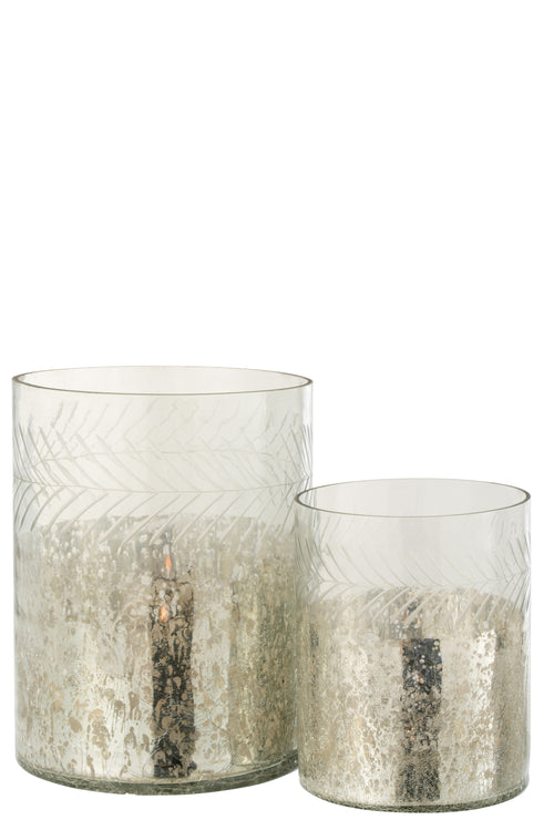 J-Line windlicht Klassiek Crackle - glas - transparant/zilver - large - vtwonen shop