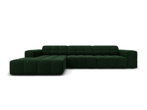 Cosmopolitan Design linker hoekbank Chicago 4-zits, flueel flessengroen - 167x294x78cm