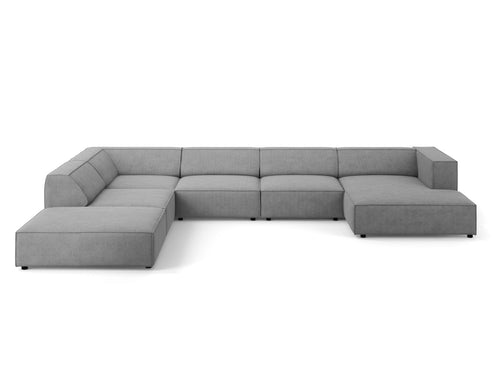 Cosmopolitan Design Panoramische hoekbank links Arendal 7-zits, chenille met ribbeleffect, donkergrijs - 262x364x70cm