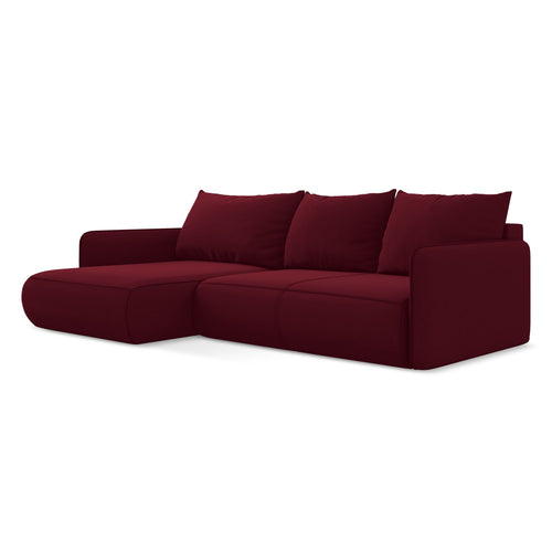 LaMiaSofa hoekbank links Palermo - velours - bourgondië - 240x148x86