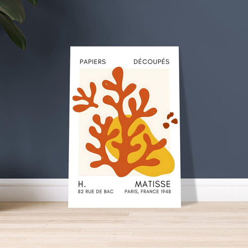 Artfulprints Poster Matisse - Abstract coral orange   - 30x40 cm - Oranje