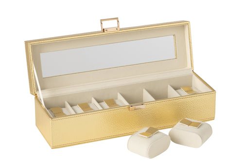 J-Line horloge doos 6 compartimenten - kunstleder - goud - vtwonen shop