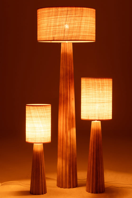 J-Line vloerlamp Paraplu Ailanthus - hout - naturel - vtwonen shop