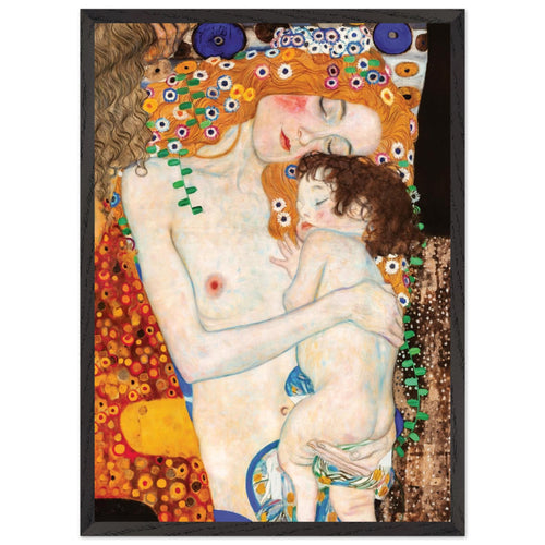 Artfulprints Poster met Lijst Gustav Klimt - The three ages of the woman   - 50x70 cm - Meerkleurig