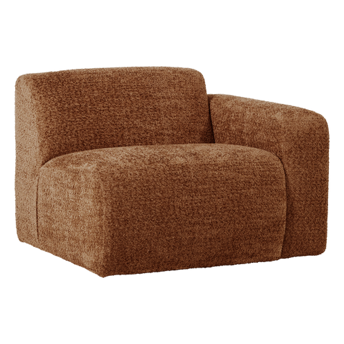 WOOOD 1-zits bank arm rechts Mojo Base - Wollig - Roestbruin - 74x105x97