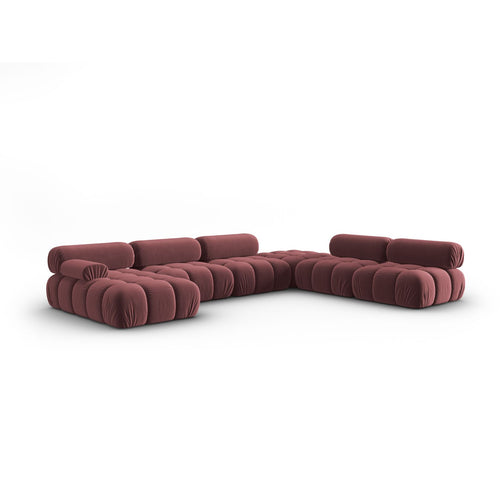 Cosmopolitan Design - Modulaire panoramische hoekbank rechts Cortina 7-zits, flueel roze - 282x376x70cm
