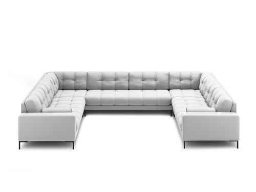Cosmopolitan Design Panoramische bank Bali 9-zits, structurele stof, lichtgrijs - 256x327x75cm