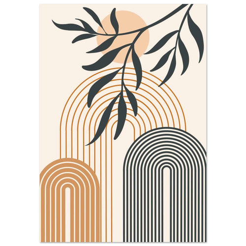 Artfulprints Poster met Lijst Boho – Sunset arches   - A4 21x29.7 cm - Meerkleurig