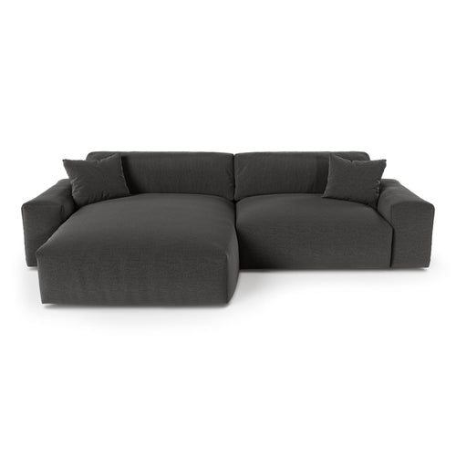 Premium Interiors - Linkerhoekbank CHEER - zacht aanvoelende geweven stof  donker antraciet 312cm