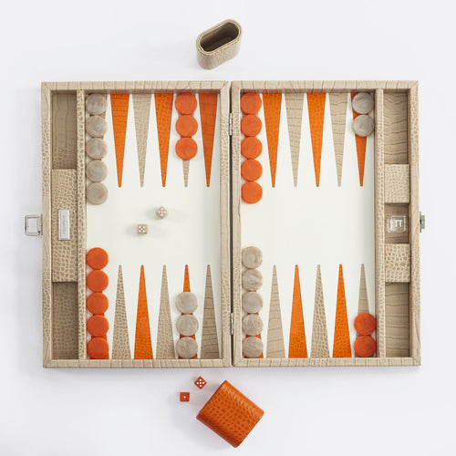 Premium Interiors - Backgammon - Groot BACKGAMMON - leer zandbeige 46cm