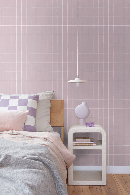 ESTAhome behang kleine tegeltjes paars - 50 x 900 cm - 131793