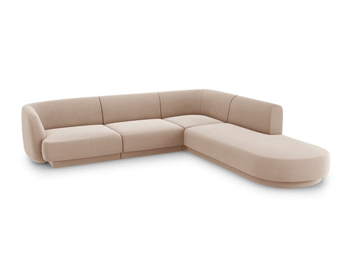 Micadoni rechter hoekbank Miley 6-zits, flueel, cappuccino - 248x255x70cm