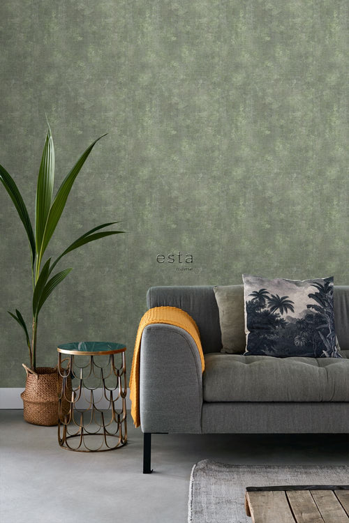 ESTAhome behang betonlook vergrijsd groen - 50 x 900 cm - 148756
