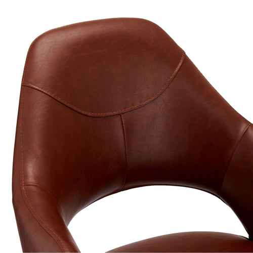 Furnhouse eetkamerstoelen armleuning Luna - Cognacbruin - Kunstleer - Set van 2