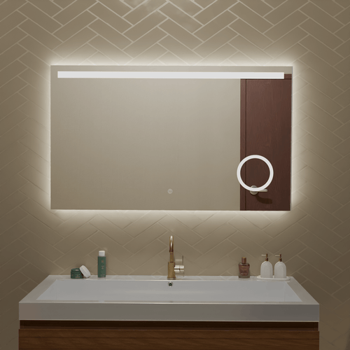 LOMAZOO badkamerspiegel Riviera - met LED verlichting & make up spiegel - rechthoekig - 100 x 60 cm