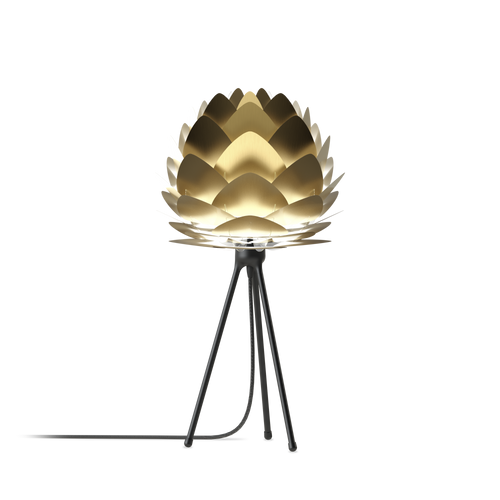 Umage Aluvia Mini tafellamp brushed brass - met tripod zwart - Ø 40 cm - vtwonen shop