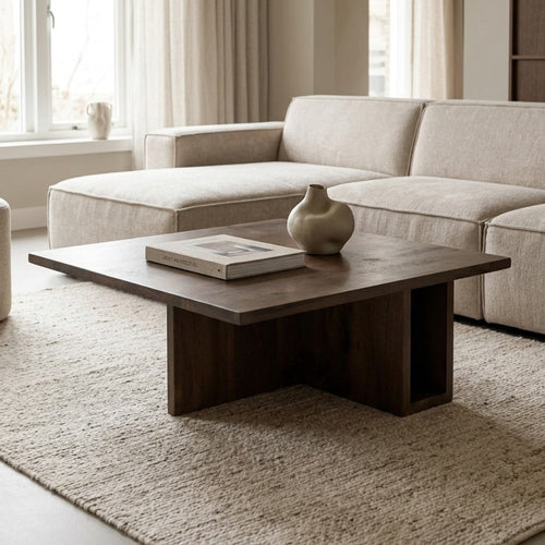 Giga Meubel Salontafel Onni - Vierkant Donkerbruin Hout - 85x85x34cm