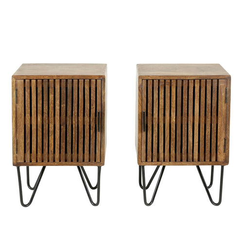 Giga Meubel Nachtkastje Tweak - Naturel Hout - Set van 2 - 40x30x60cm - vtwonen shop