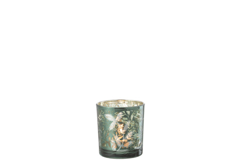 J-Line windlicht Blaadjes - glas - groen/goud - small - vtwonen shop