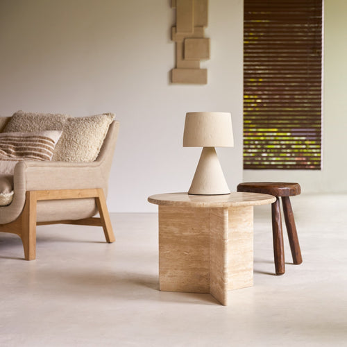 Tikamoon Hocker van travertijn - Naturel - vtwonen shop