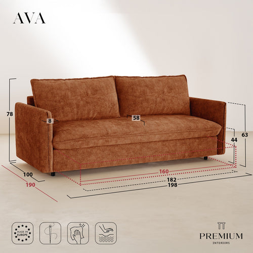 Premium Interiors - Snel uitklapbare slaapbank AVA - kruisweefsel grijs 198cm