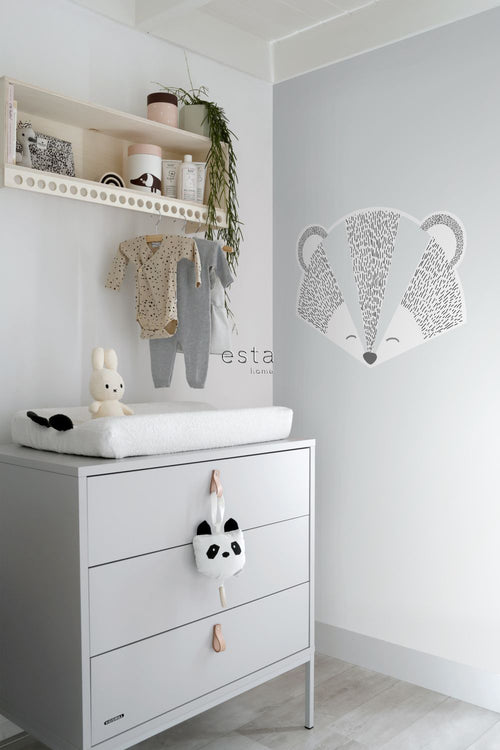 ESTAhome muursticker dierenkoppen grijs en blauw - 70 x 51 cm - 158967 - vtwonen shop