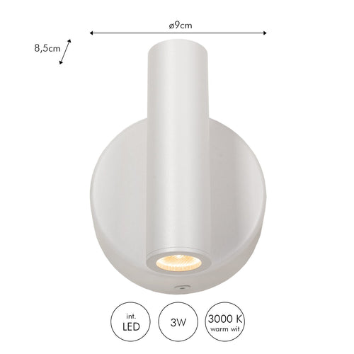 Atmooz wandlamp Pino - wit - 9 x 8,5 x H 9 cm - geïntegreerde led