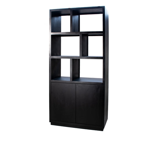 Giga Meubel Vakkenkast Luxurious - Zwart Mangohout - 100x45x210cm