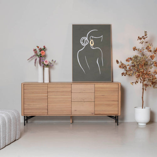 DÉJA Living Dressoir Inès - Eikenhout/Metaal - Naturel - 200x45x86cm - vtwonen shop