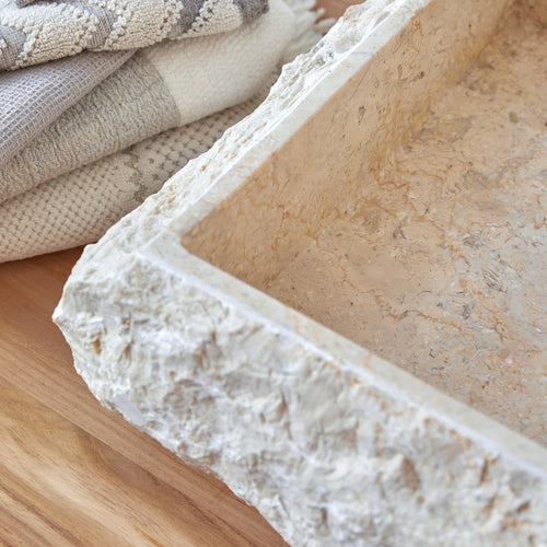 Tikamoon Marmeren waskom in cream b. 50 cm - Beige