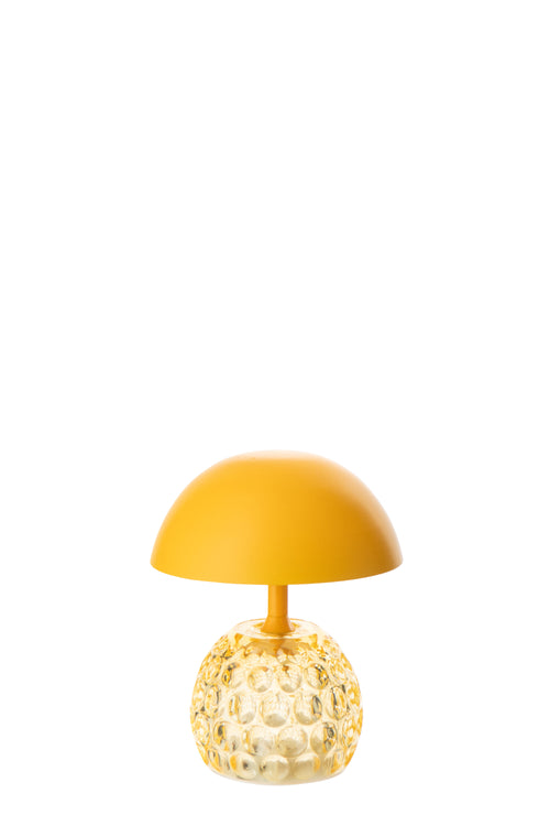 J-Line lamp Champignon - ijzer/glas - geel - LED lichtjes