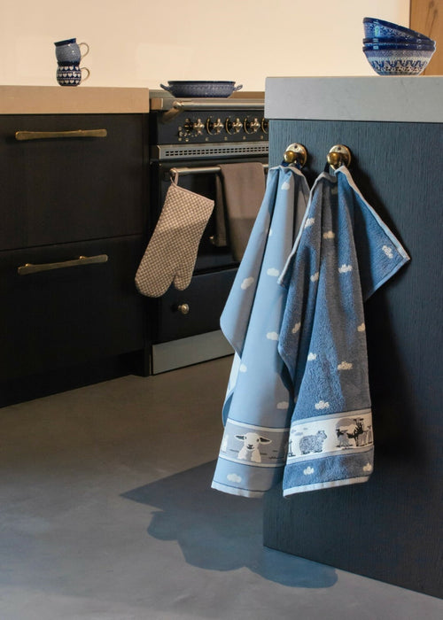 Luxe Keukendoek en Theedoek Schaap Grijs Blauw -  Bunzlau Castle - 100% biologisch GOTS katoen - vtwonen shop