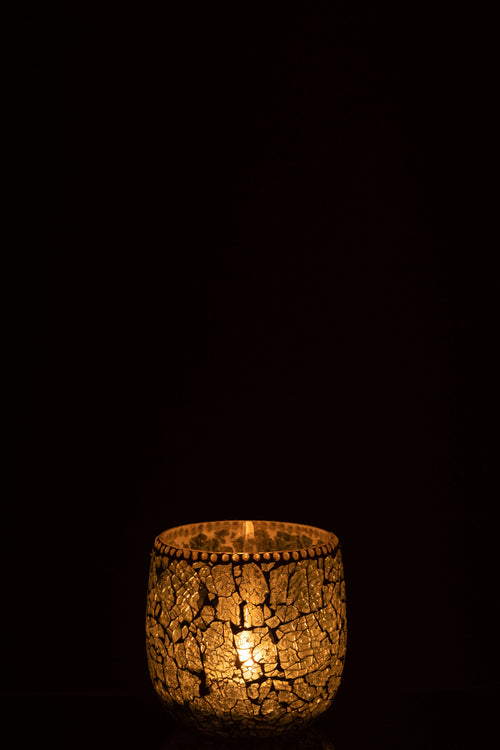 J-Line theelichthouder Mozaiek - glas - groen/wit - small - vtwonen shop