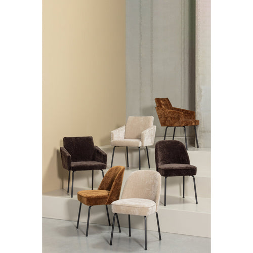 WOOOD eetkamerstoelen Vogue - Polyester - Zand - Set van 6