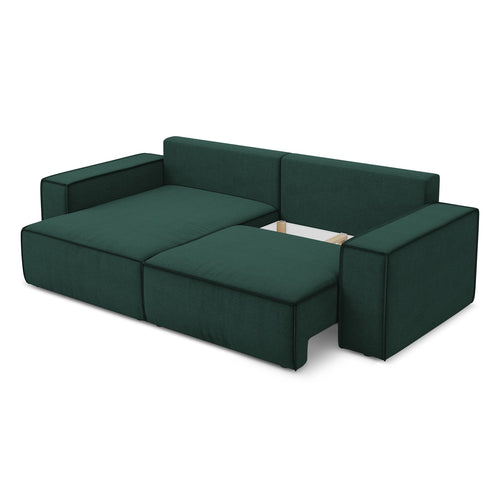 LaMiaSofa hoekbank links Livorno - textuurstof - flessengroen - 257x148x82