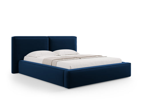 Micadoni Opbergbed met hoofdeinde Jodie 160x200cm, flueel, koningsblauw - 228x214x108cm
